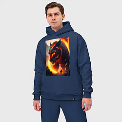 Мужской костюм оверсайз Огненный горящий голем, цвет: тёмно-синий — фото 2