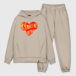 Мужской костюм оверсайз Милое сердечко, цвет: миндальный