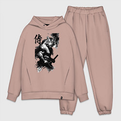 Мужской костюм оверсайз Tiger samurai - hieroglyph - art, цвет: пыльно-розовый