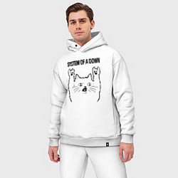 Мужской костюм оверсайз System of a Down - rock cat, цвет: белый — фото 2