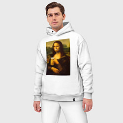 Мужской костюм оверсайз Мона Лиза с пивом, цвет: белый — фото 2