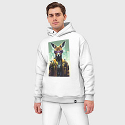 Мужской костюм оверсайз Кенгуру в розовых очках - киберпанк - нейросеть, цвет: белый — фото 2