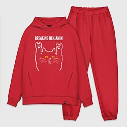 Мужской костюм оверсайз Breaking Benjamin rock cat, цвет: красный