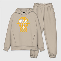 Мужской костюм оверсайз Basketball god is good, цвет: миндальный