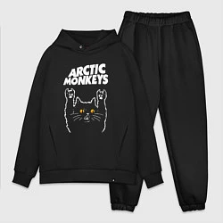Мужской костюм оверсайз Arctic Monkeys rock cat, цвет: черный