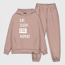 Мужской костюм оверсайз Eat Sleep EXO Repeat, цвет: пыльно-розовый