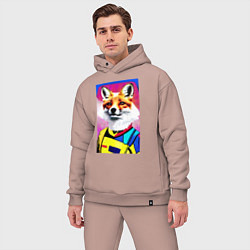 Мужской костюм оверсайз Fox - pop art - fashionista, цвет: пыльно-розовый — фото 2