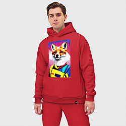 Мужской костюм оверсайз Fox - pop art - fashionista, цвет: красный — фото 2