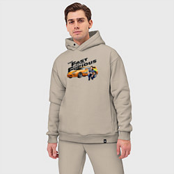 Мужской костюм оверсайз Пол Уокер Toyota supra MK4, цвет: миндальный — фото 2