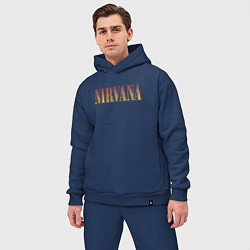 Мужской костюм оверсайз Nirvana logo, цвет: тёмно-синий — фото 2