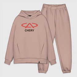 Мужской костюм оверсайз Chery Logo, цвет: пыльно-розовый