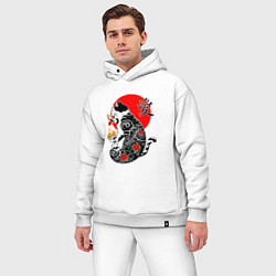 Мужской костюм оверсайз Котик - якудза и иероглиф, цвет: белый — фото 2