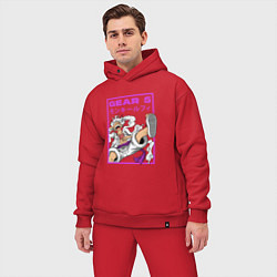 Мужской костюм оверсайз One piece - gear 5 белый, цвет: красный — фото 2