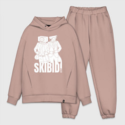 Мужской костюм оверсайз Skibidi Toilet Cameraman and Speakerman, цвет: пыльно-розовый