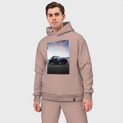 Мужской костюм оверсайз Авто на фоне неба, цвет: пыльно-розовый — фото 2