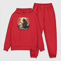 Мужской костюм оверсайз Японский самурайский кот