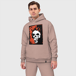 Мужской костюм оверсайз Punks skull, цвет: пыльно-розовый — фото 2