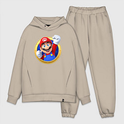 Мужской костюм оверсайз Марио значок, цвет: миндальный