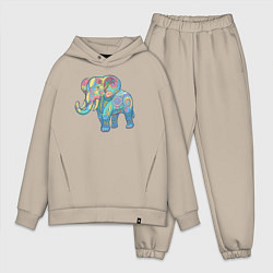 Мужской костюм оверсайз Beautiful elephant, цвет: миндальный