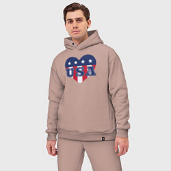 Мужской костюм оверсайз Сердце Америки, цвет: пыльно-розовый — фото 2