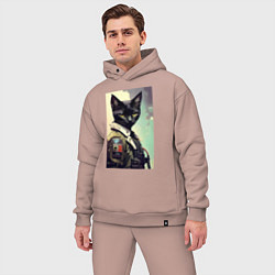 Мужской костюм оверсайз Cool cat - cyberpunk, цвет: пыльно-розовый — фото 2