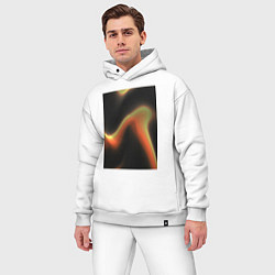 Мужской костюм оверсайз Абтрактный геометрический 3д с волнами, цвет: белый — фото 2