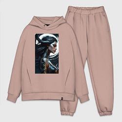 Мужской костюм оверсайз Фантазийный портрет от нейросети, цвет: пыльно-розовый