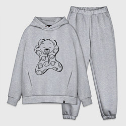 Мужской костюм оверсайз Спящий мишка в пижаме - раскраска, цвет: меланж