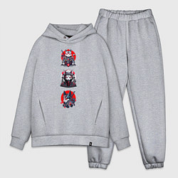 Мужской костюм оверсайз Япония киберпанк коты