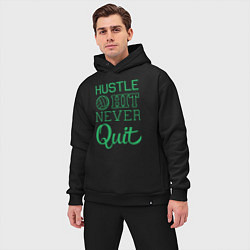 Мужской костюм оверсайз Hustle hit never quit, цвет: черный — фото 2