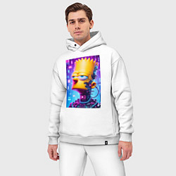 Мужской костюм оверсайз Cyber Bart Simpson - ai art, цвет: белый — фото 2