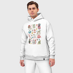 Мужской костюм оверсайз Новогодние зарисовки, цвет: белый — фото 2