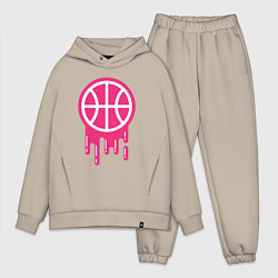 Мужской костюм оверсайз Pink basketball, цвет: миндальный