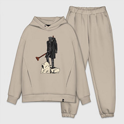 Мужской костюм оверсайз Камерамен победил скибиди туалет, цвет: миндальный