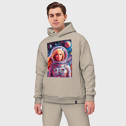 Мужской костюм оверсайз Красавица Барби в космосе - нейросеть, цвет: миндальный — фото 2