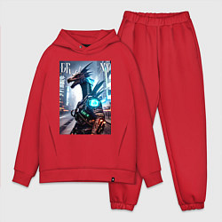 Мужской костюм оверсайз Cool dragon - cyberpunk - ai art, цвет: красный