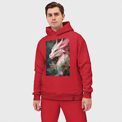 Мужской костюм оверсайз Стильный новогодний розовый дракон, цвет: красный — фото 2