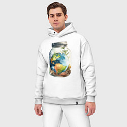 Мужской костюм оверсайз Мир в банке - Земля, цвет: белый — фото 2