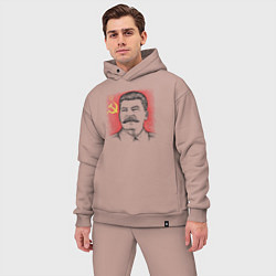 Мужской костюм оверсайз Сталин с флагом СССР, цвет: пыльно-розовый — фото 2