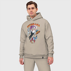 Мужской костюм оверсайз Футурама в космосе, цвет: миндальный — фото 2