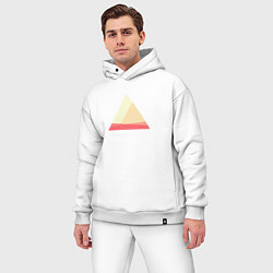 Мужской костюм оверсайз Абстрактные цветные треугольники, цвет: белый — фото 2