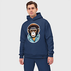 Мужской костюм оверсайз Портрет обезьяны в шляпе, цвет: тёмно-синий — фото 2