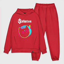 Мужской костюм оверсайз Sabaton rock star cat, цвет: красный