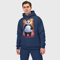 Мужской костюм оверсайз Панда в свитере под салютом - ai art, цвет: тёмно-синий — фото 2