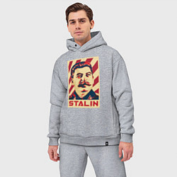 Мужской костюм оверсайз Stalin face, цвет: меланж — фото 2
