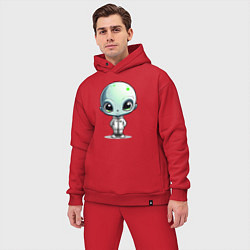 Мужской костюм оверсайз Милый инопланетянин с большими глазами, цвет: красный — фото 2