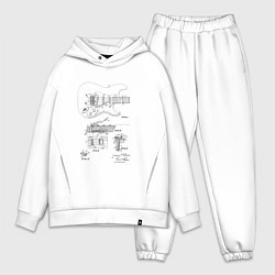 Мужской костюм оверсайз Чертеж гитары fender, цвет: белый