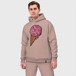 Мужской костюм оверсайз Brain ice cream, цвет: пыльно-розовый — фото 2