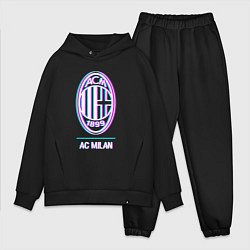 Мужской костюм оверсайз AC Milan FC в стиле glitch, цвет: черный