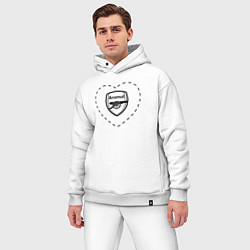 Мужской костюм оверсайз Лого Arsenal в сердечке, цвет: белый — фото 2